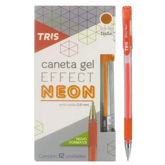 Caneta Gel Effect Neon 1.0mm TRIS – Caixa com 12 Unidades