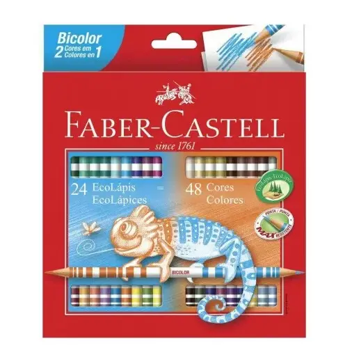 Lápis de Cor Bicolor Faber-Castell 24/48 Cores – Mais Cores, Mais Criatividade em Menos Espaço!