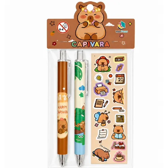 Lapiseira Infinita Capivara com Adesivos – Kit com 2 Unidades