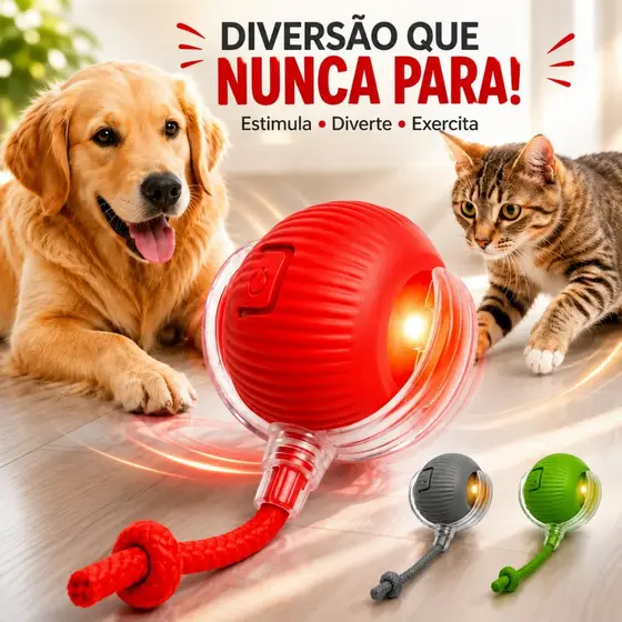 Bola Elétrica Automática com Recarga USB para Gatos e Cães Pequenos Brinquedo Interativo Inteligente