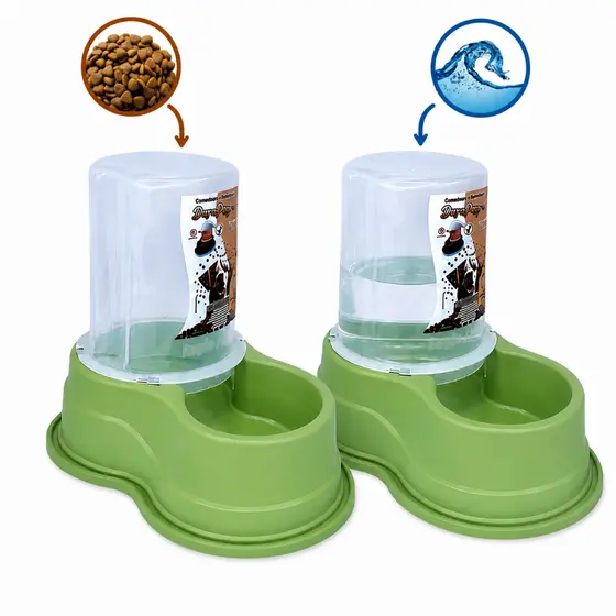 Kit Comedouro Bebedouro Automático Dupla Função 1,5L Água 1,5Kg Dispenser Ração Pet Cães e Gatos