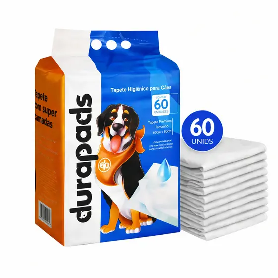 Tapete Higiênico Premium Cães 80x60 Durapads Ultra Absorção Combate Mau Cheiro