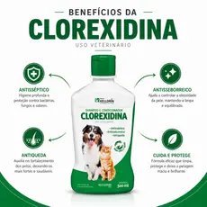 Shampoo Clorexidina 500ml Kelldrin para Cães e Gatos Antisséptico Antisseborreico Condicionador