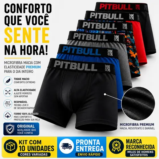 Kit 10 Cueca Boxer Adulta Masculino Premium
