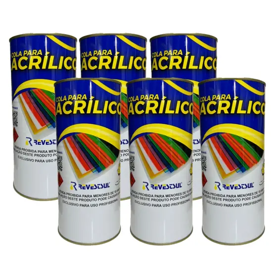 6 Unidades Colas Para Acrílico Universal Quimica Revest Sul900ml