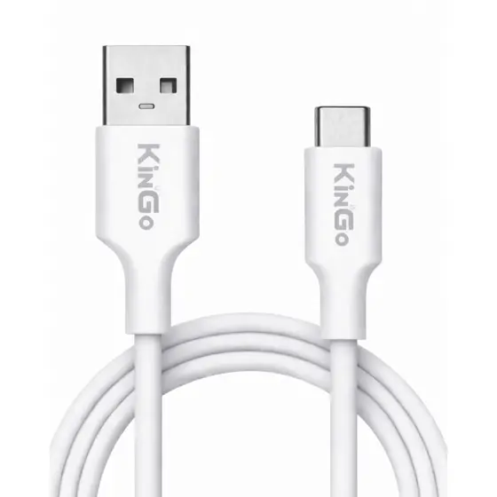 Cabo Tipo C Turbo 2,1A Carregamento Rápido 1m Branco KinGo