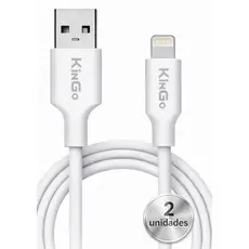 Cabo para iPhone Lightning Turbo 2,1A - Kit 2 Unidades - Carga Rápida - 1,0m Branco KinGo