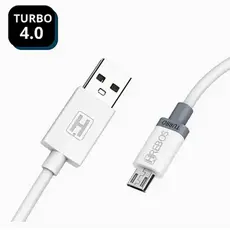 Cabo Micro USB V8 Turbo 4.0A Carga Rápida - 1,2m Branco HRebos