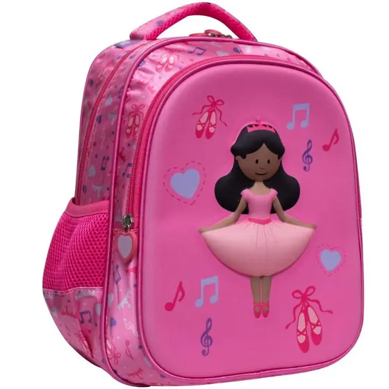 Mochilinha Pequena Escolar Infantil Bailarina 3d Tam. P Rosa Pequena