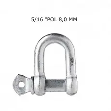 Manilha Reta Aço Galvanizado Uso Leve Para Cabo De Aço 8mm (5/16)