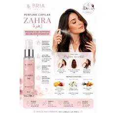 Perfume Capilar Feminino Zahra 60ml Bría Beauty Fragrância Delicada Cabelos Perfumados e Brilhantes