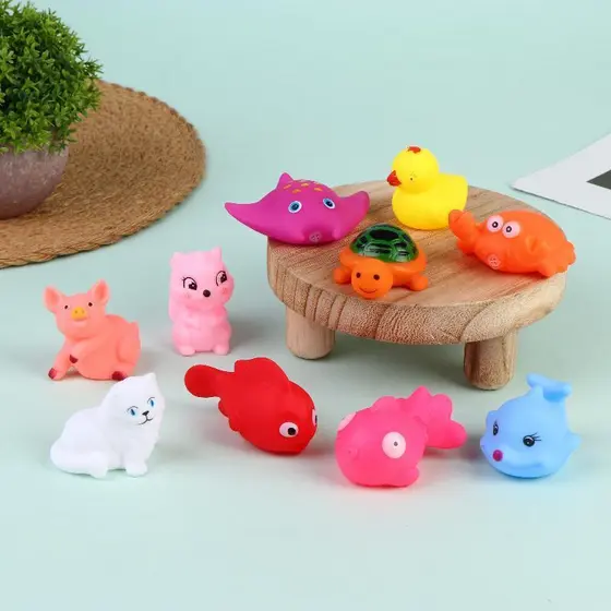 10 Pçs Colorido Brinquedos De Banho Do Bebê Macio Estridente Em Forma De Animal Seguro Não-Tóxico Para Jogo De Chuveiro