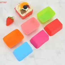 6 Pçs Molde De Bolo Retângulo De Silicone Macio Muffin Cupcake Forro Assar Copo Doces Bakeware Assadeira