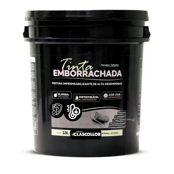 Tinta Emborrachada Impermeável 18KG Clascollor Lavável Parede Reboco Laje