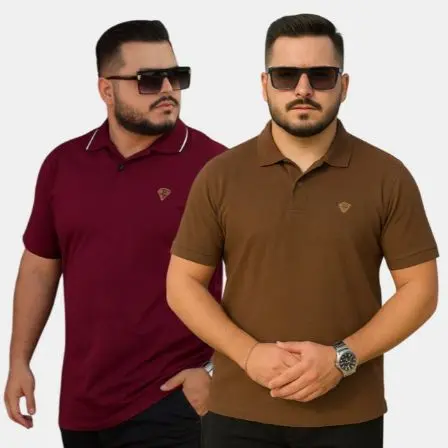 Camiseta Polo Masculino B谩sica Plus Size G1 G2 G3 Moda Plus V谩rias Cores