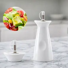 Porta Azeite  ou Vinagre Galheteiro Porcelana Oasis 250ml Com Bico Dosador Tampa Azeiteiro Vinagreiro