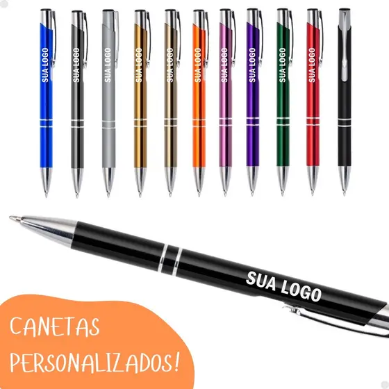 Kit 100 Caneta Metal Personalizada com Seu Nome a Laser Lembrancinha