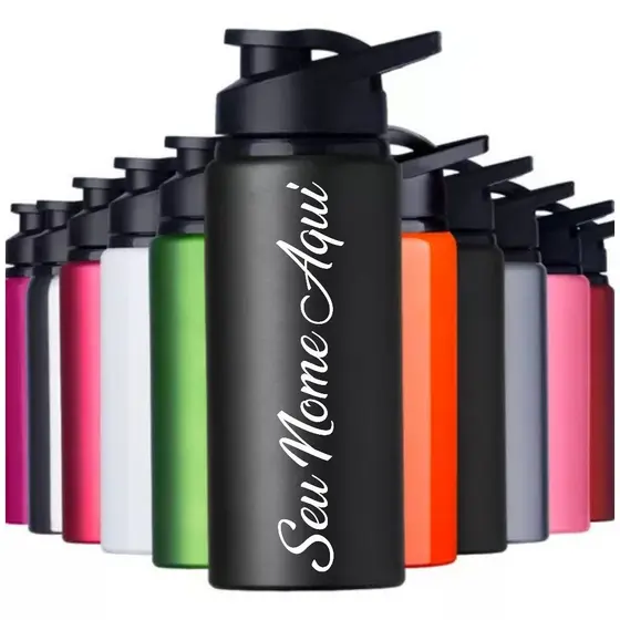 Garrafa Squeeze Alumínio Academia Personalizado Nome 600ml