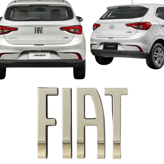 Emblema Traseiro Porta Malas Cromado Preto Grafite Original Fiat Argo 2017 a 2026