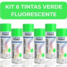 Kit 6 Tintas Spray Verde Fluorescente Tekbond Uso Geral 350ml Secagem Rápida Gesso