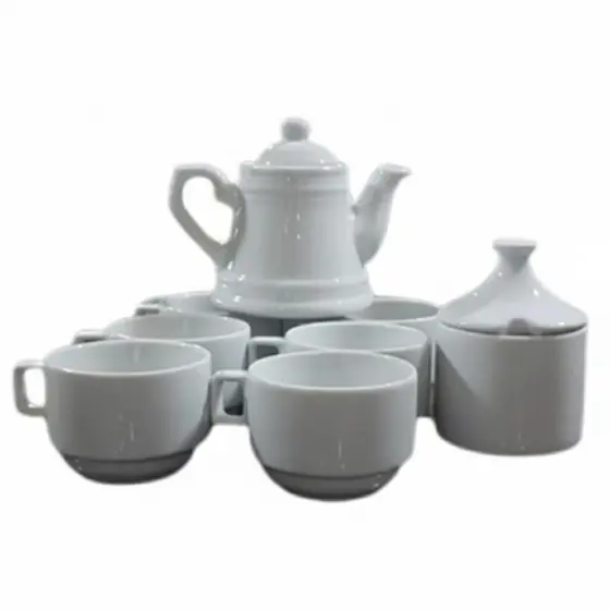 conjunto café e chá - Bule Retrô 400ml - açucareiro 250ml - kit 6 xícaras 150ml - Porcelana,VAI AO FORNO E MICRO ONDAS