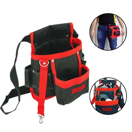 Cinto Porta Ferramentas Eletricista Carpinteiro Em Lona 7 Bolsos Poliéster MTX Cintura Marceneiro