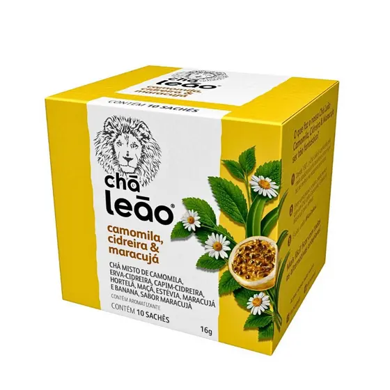 Chá Leão Camomila, Cidreira E Maracujá Com 10 Sachês 16G