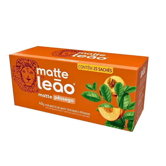 Chá Matte Pessego Leão 25 Sachês