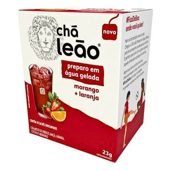 Chá Leão Água Gelada - Morango E Laranja 10 Sachês
