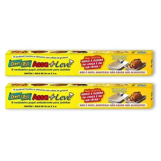 Kit 2un Assa + Leve Papel Antiaderente P/ Cozinhar 30Cm X 3M Dover Roll
