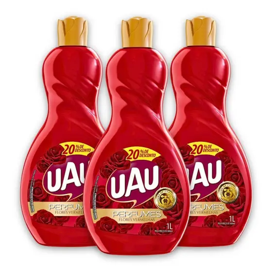 Kit 3un Limpador 1L UAU Flores Vermelhas E Sedução Promo