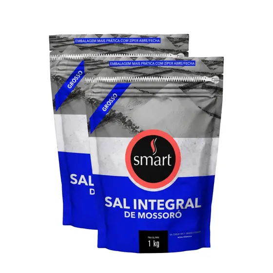 Kit 2un Sal Marinho Integral De Mossoró Grosso Smart 1kg