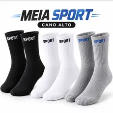 Meia Cano Alto Masculina  Kit 1 3 6 12 Pares