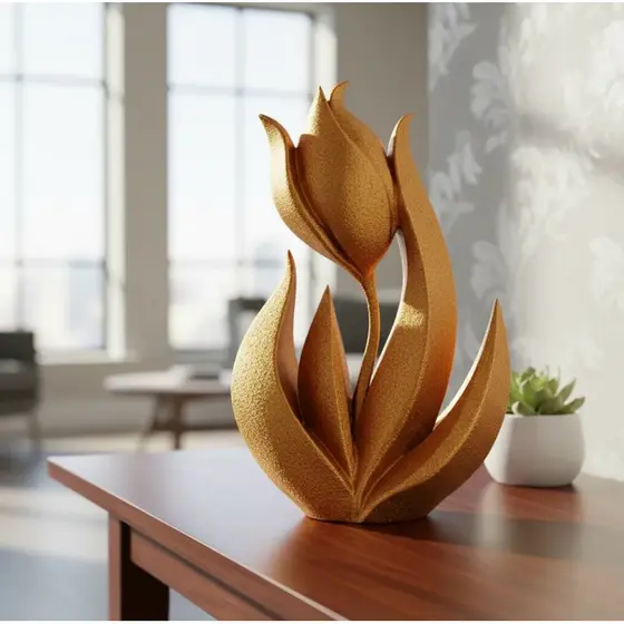 kit 2 Conjunto Decorativo Escultura Tulipa Minimalista Centro de Mesa