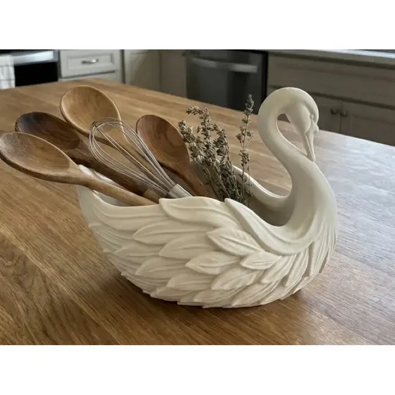 Porta Utensílios de Cozinha Cisne Majestoso Organizador de Colheres e Espátulas
