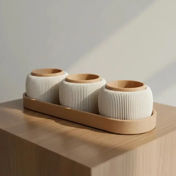Kit 3 Vasos Suculenta Planta Trio Maru Minimalista