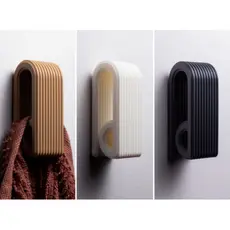 kit Gancho Suporte de Toalha Automático Gravitacional Parede Banheiro Cozinha Design Moderno Canelado - Sem Furo Adesivo