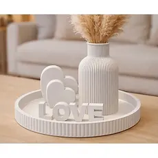 Kit Decorativo Love com Bandeja, Vaso Canelado e Coração