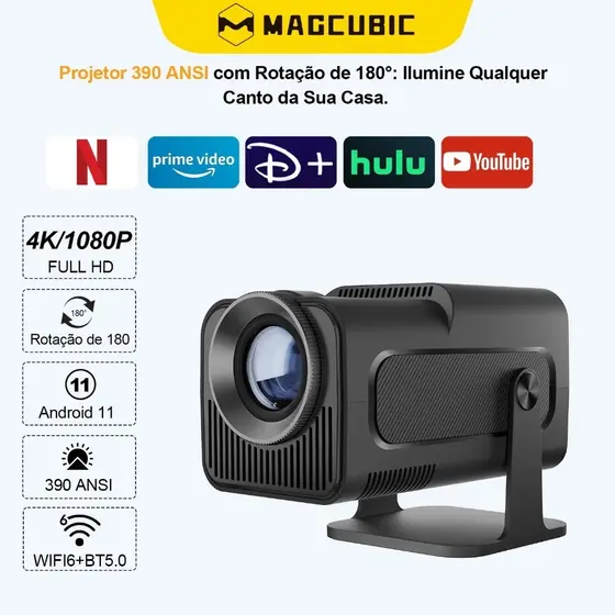 Projetor Magcubic HY320 (modelo grande) 390ANSI 1080P Full HD Android 11.0 Projeção De Parede 4K