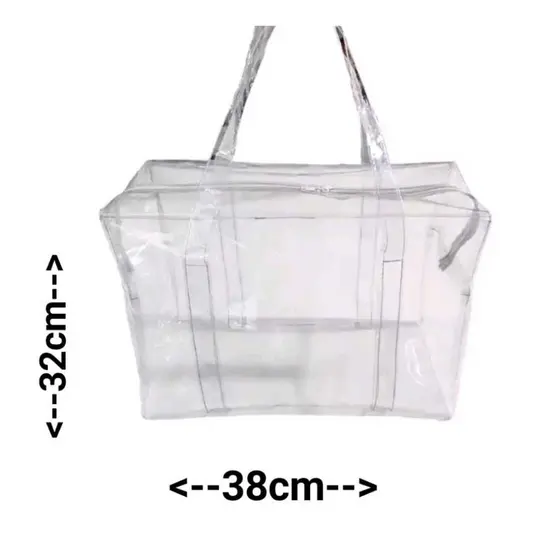 BOLSA SACOLA TRANSPARENTE M4 MÉDIA PVC VERSÁTIL PARA PRAIA, PISCINA,VISITA A PRESIDIO E ORGANIZADORA