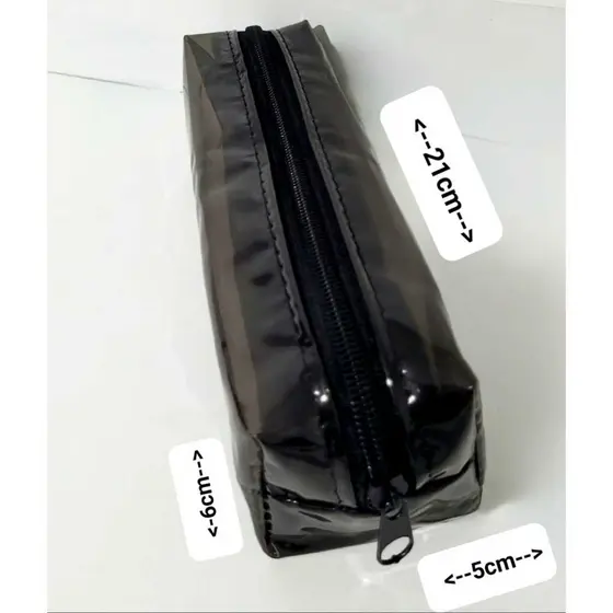 ESTOJO ESCOLAR TRANSPARENTE CRISTAL PRETO COM 1 REPARTIÇÃO  PARA LAPÍS E OUTROS