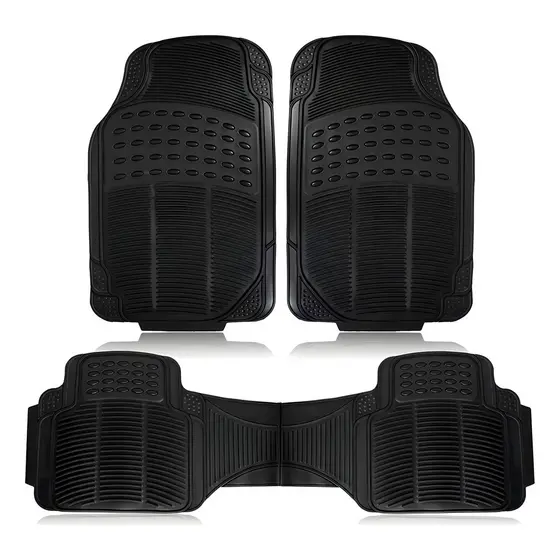 Tapete Automotivo Carro Borracha Jogo Três Peças Pvc Preto
