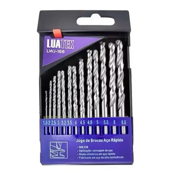 Kit estojo com 13 brocas de metal super resistente luatek Envio imediato