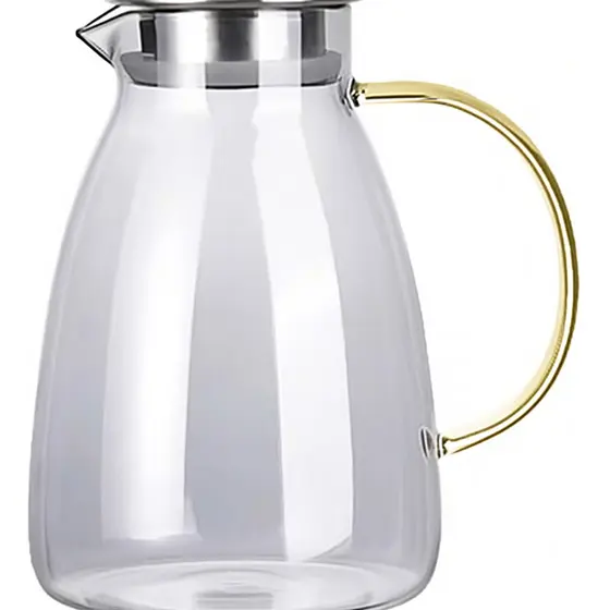 Jarra de Vidro 1,9L Borossilicato Transparente com Tampa Inox