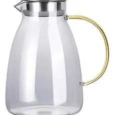 Jarra de Vidro 1,9L Borossilicato Transparente com Tampa Inox