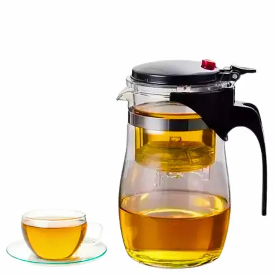 Chaleira Bule Jarra de Vidro 900ML Para Chá Com Infusor Reutilizável