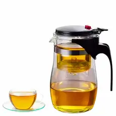Chaleira Bule Jarra de Vidro 900ML Para Chá Com Infusor Reutilizável