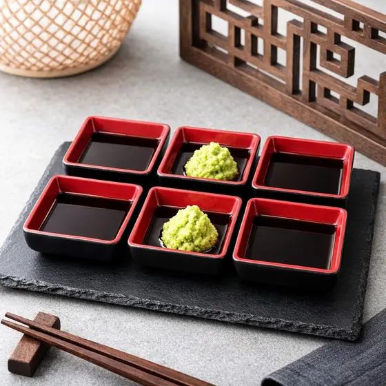 Kit 6 Molheiras Oriental 7cm Quadrada Melamina Para Shoyu