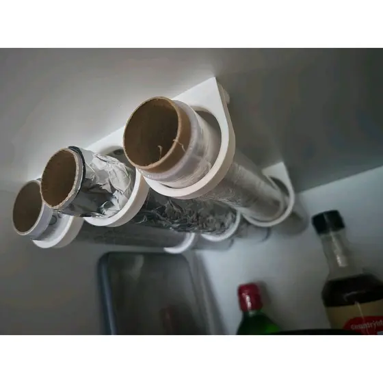 Suporte para rolos de plastico filme - papel manteiga - papel aluminio - suporte para armarios