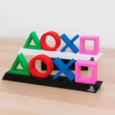 Decoração Letreiro Gamer Playstation 3D 23cm | Símbolos PS Coloridos Suporte Decorativo Playstation